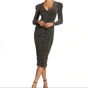 Jonathan Simkhai Edith metallic ruched midi dress